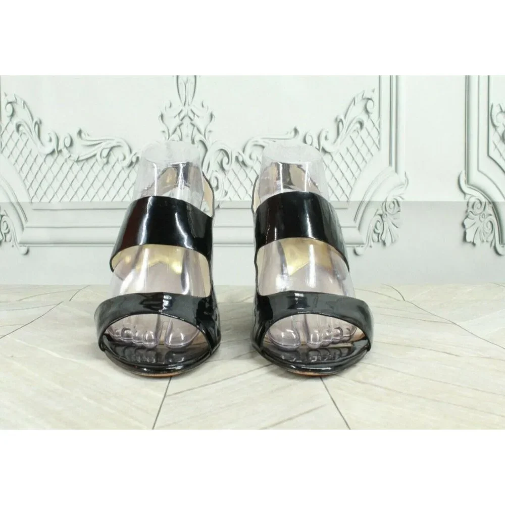 MICHAEL Michael Kors Black Leather Peep Toe Platform Heels Sandals Size 10 M - Picture 4 of 9